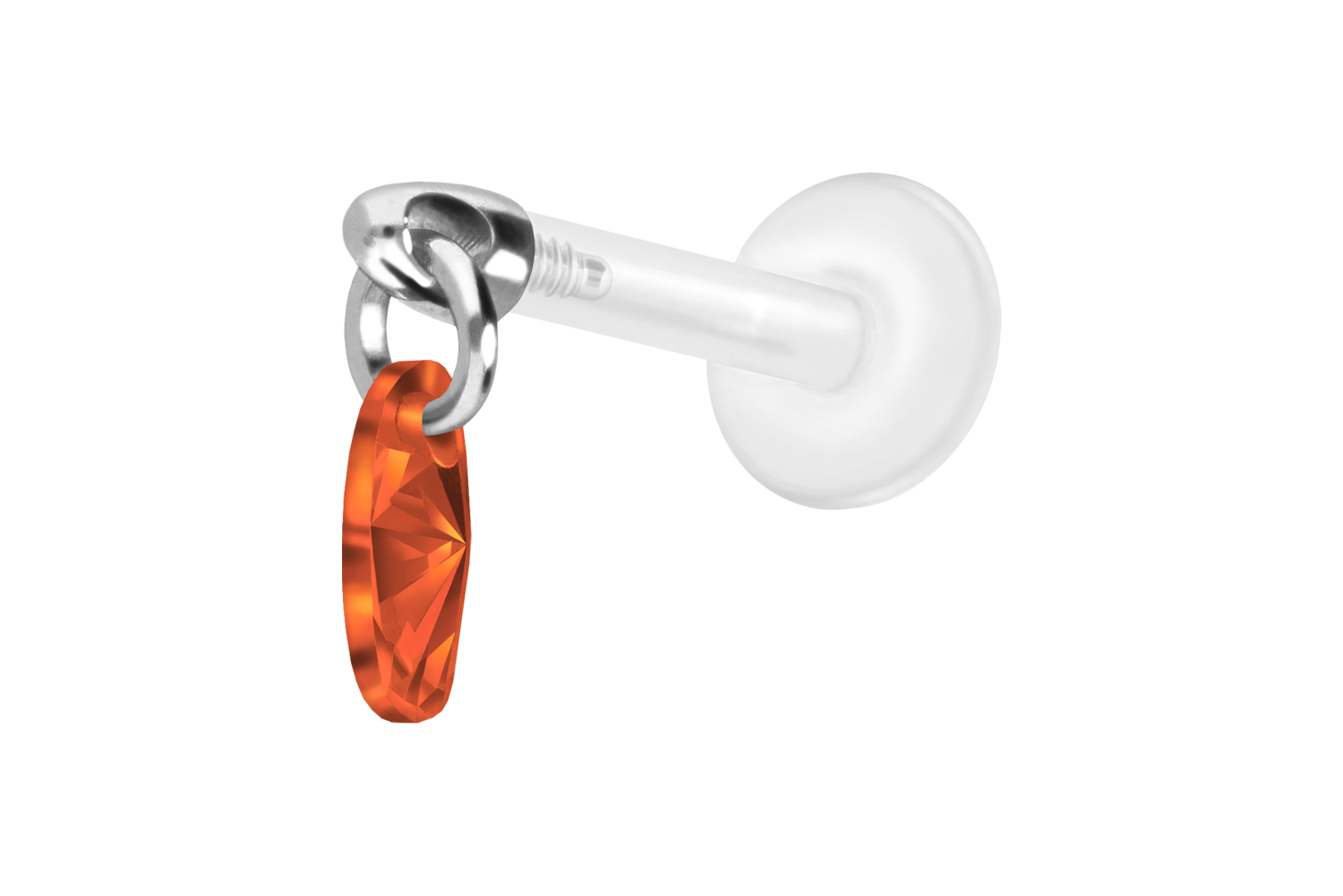 PTFE Labret Piercing mit Innengewinde + Titan-Aufsatz KRISTALLOVAL